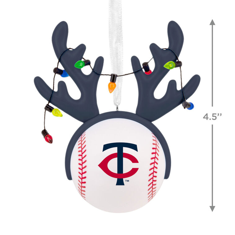 Twins Reindeer Baseball Christmas Ornament measurement image number 3