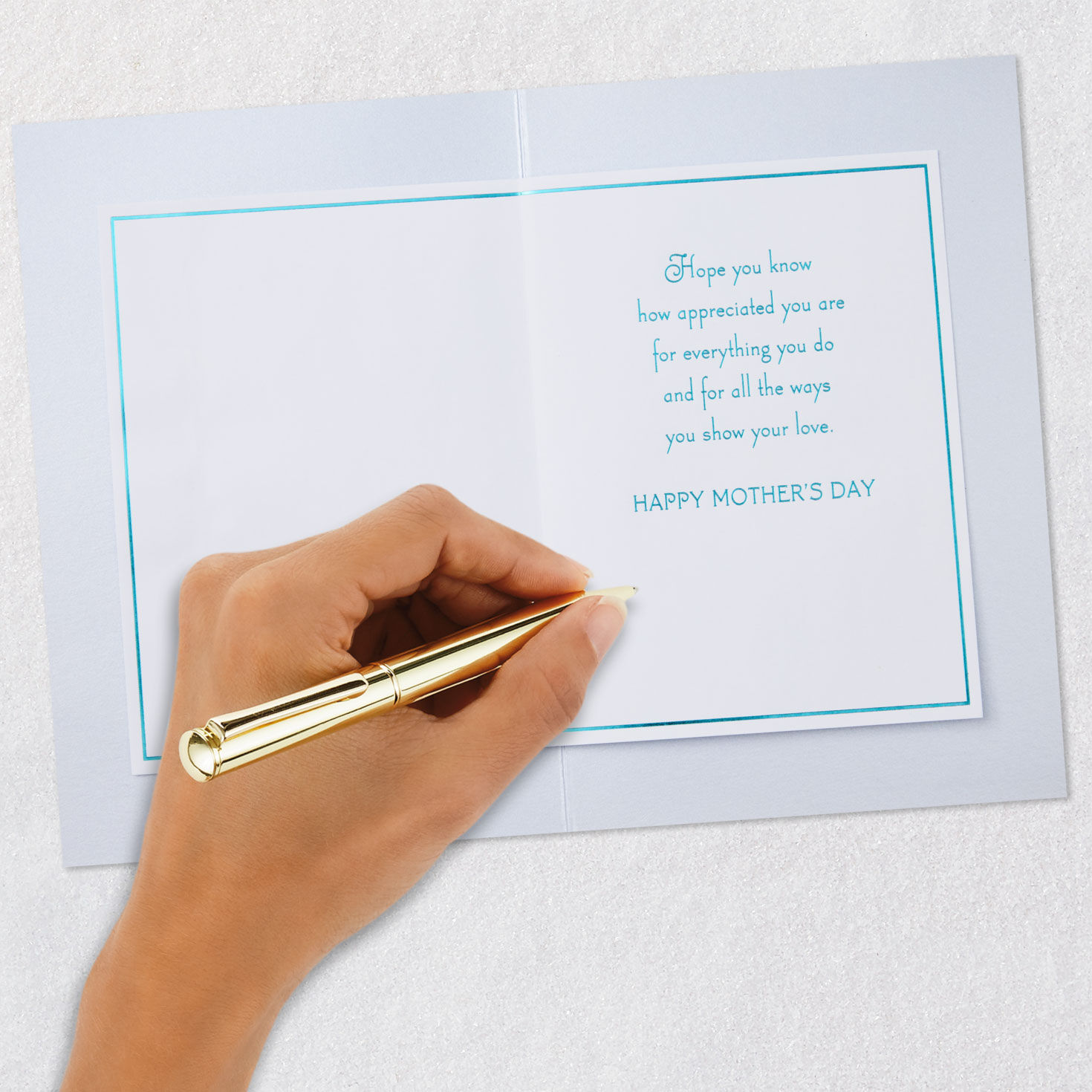 Watercolor Flowers on Scallops Mother's Day Card Signing card image number 6