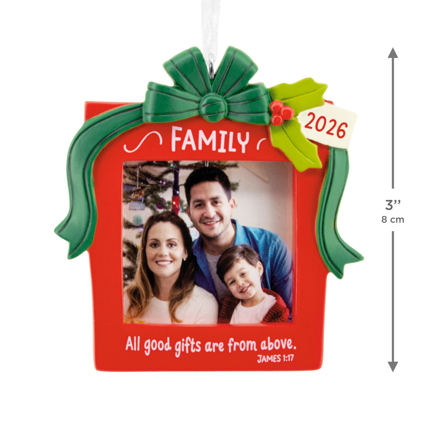 Red Gift Religious Photo Frame Christmas Ornament measurement image number 3