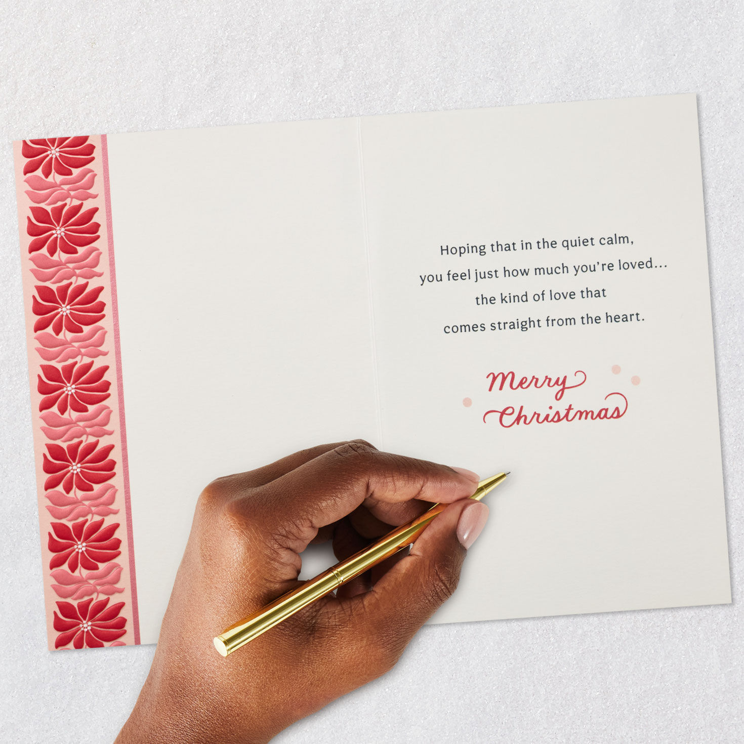 Red Poinsettia Christmas Card for Niece Signing card image number 6