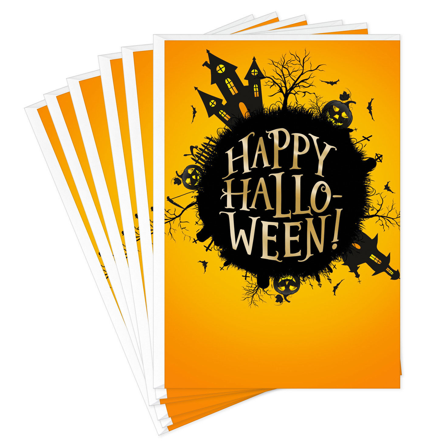 Spooky House on Hill Halloween Cards, Pack of 6