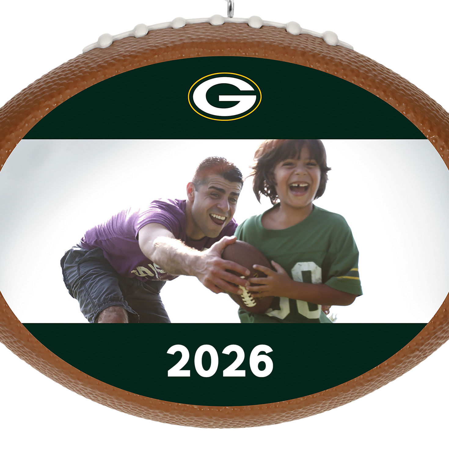 NFL Football Green Bay Packers Text and Photo Personalized Ornament upclose view image number 7
