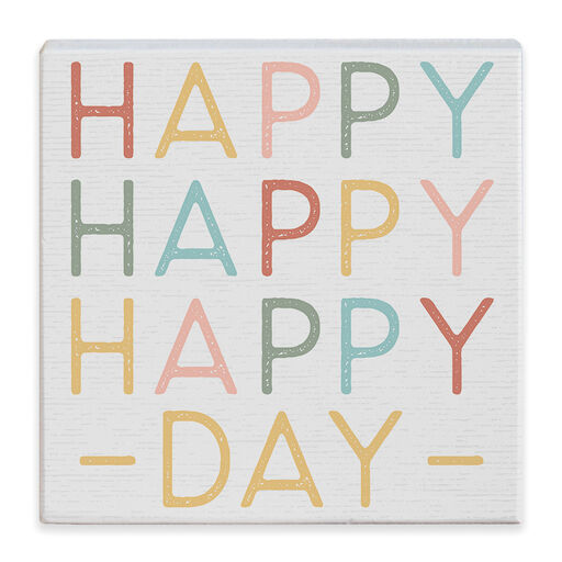 Happy Happy Wood Quote Sign, 5.25x5.25, 