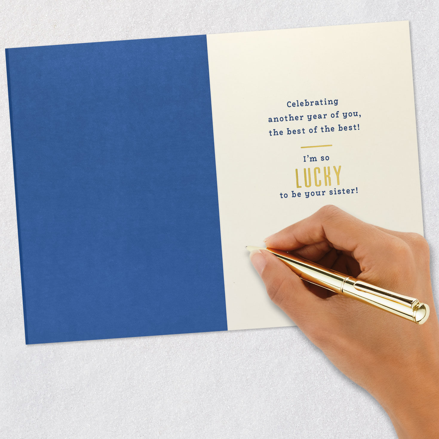 Gold and Blue Ribbon Brother Birthday Card Signing card image number 6