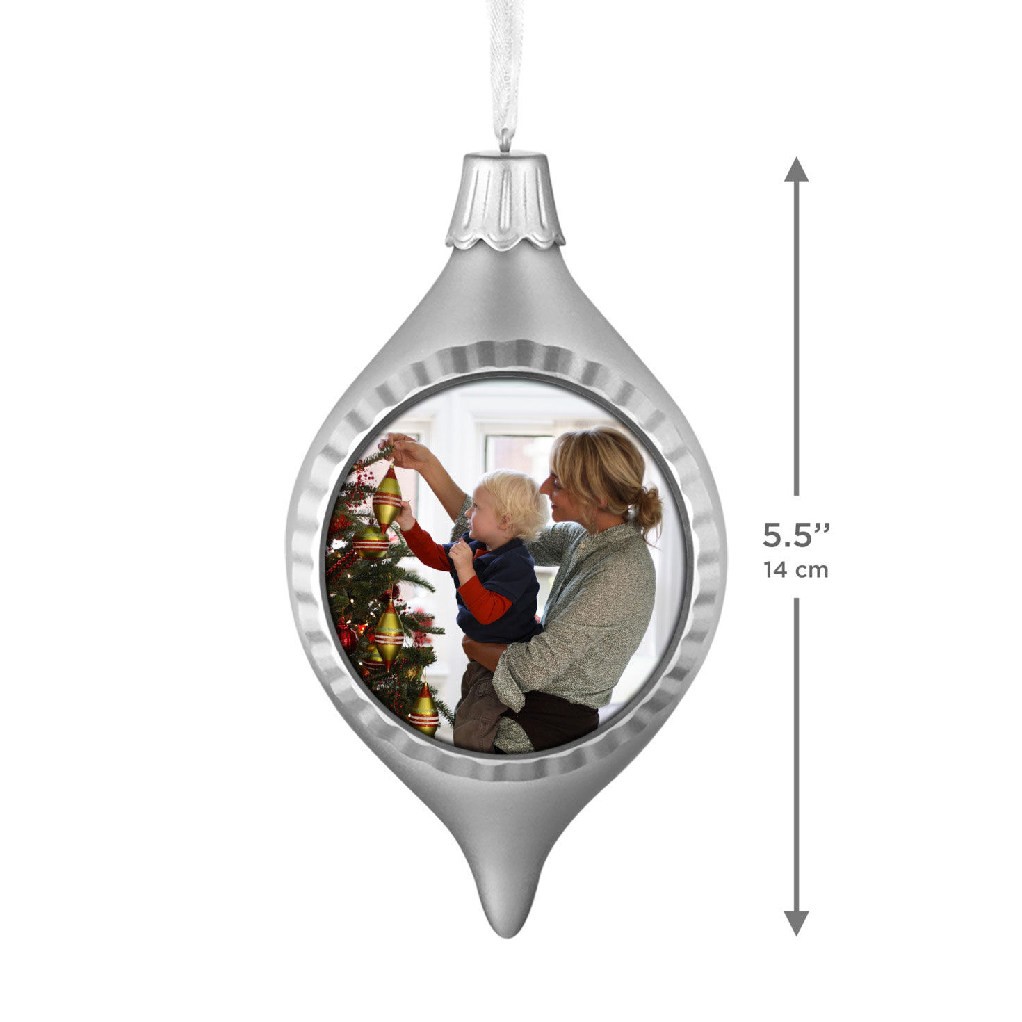 Silver Bauble Personalized Photo Ornament measurement image number 3