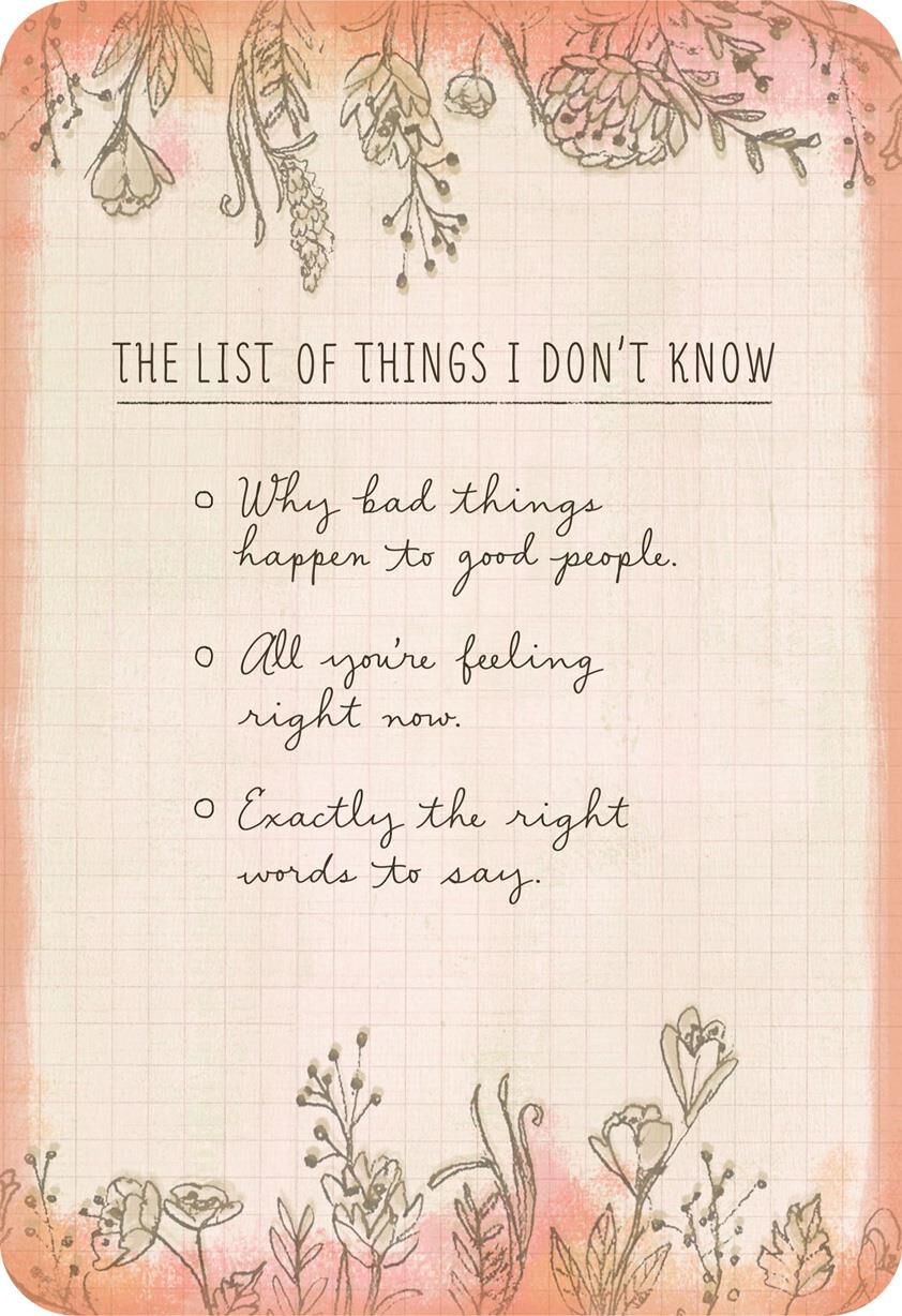 Things I Know Thinking of You Card