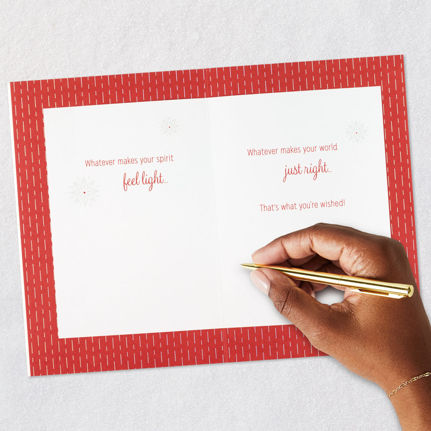 Silver, Red and Gold Snowflakes Christmas Card signing card image number 8