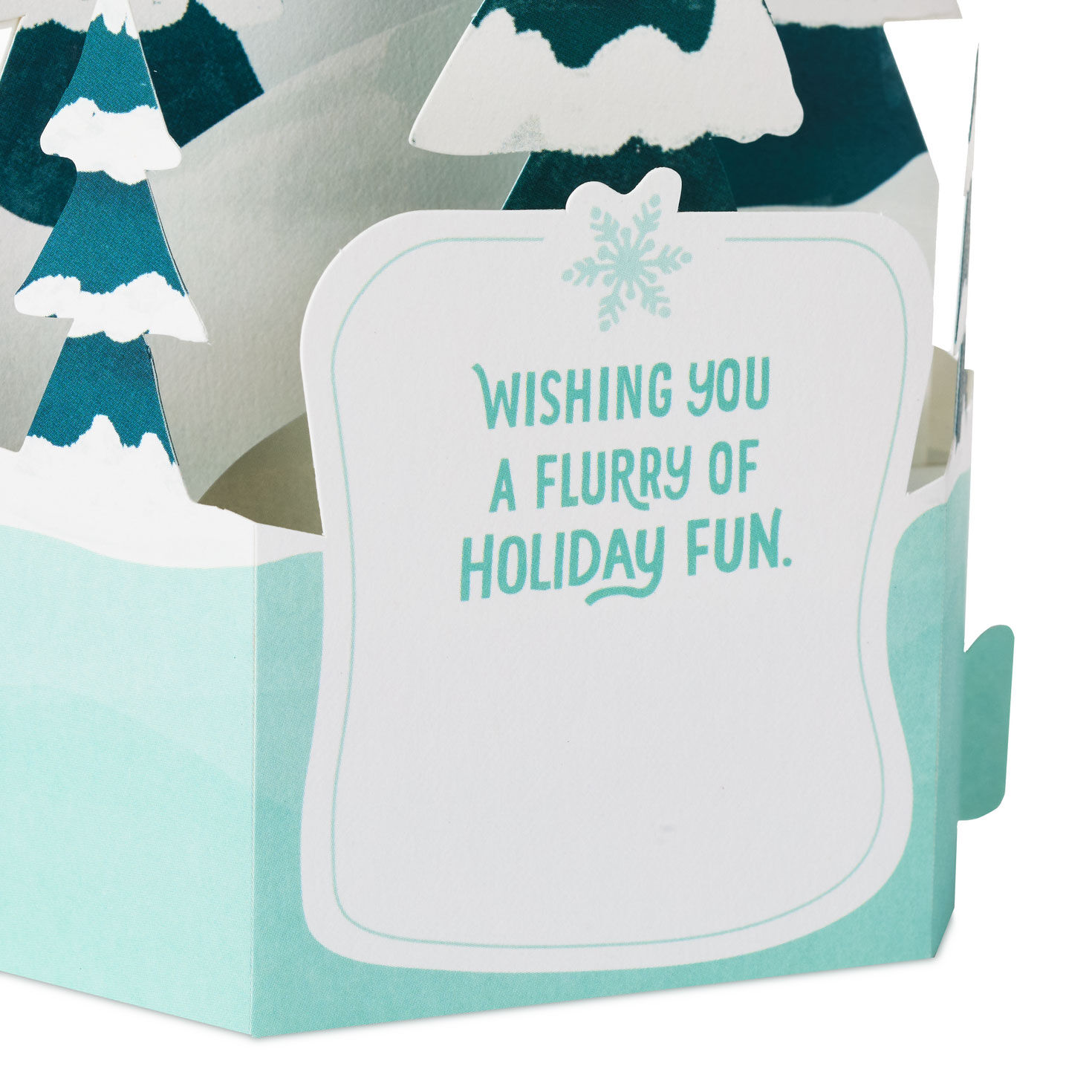 Snowman in Green Stocking Cap Pop-Up Musical Christmas Card sentiment image number 3