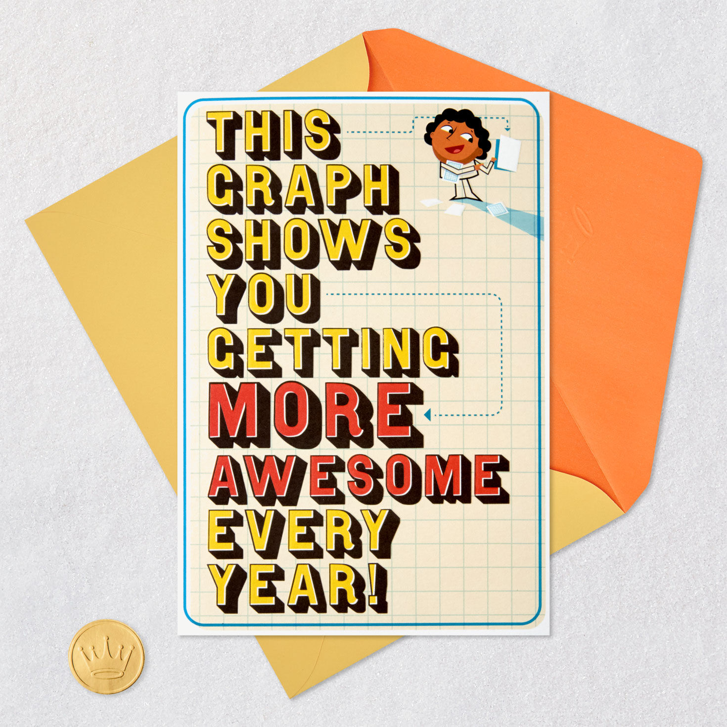 Graph Funny Pop-Up Birthday Card Card Front with Envelope and Gold Seal image number 5