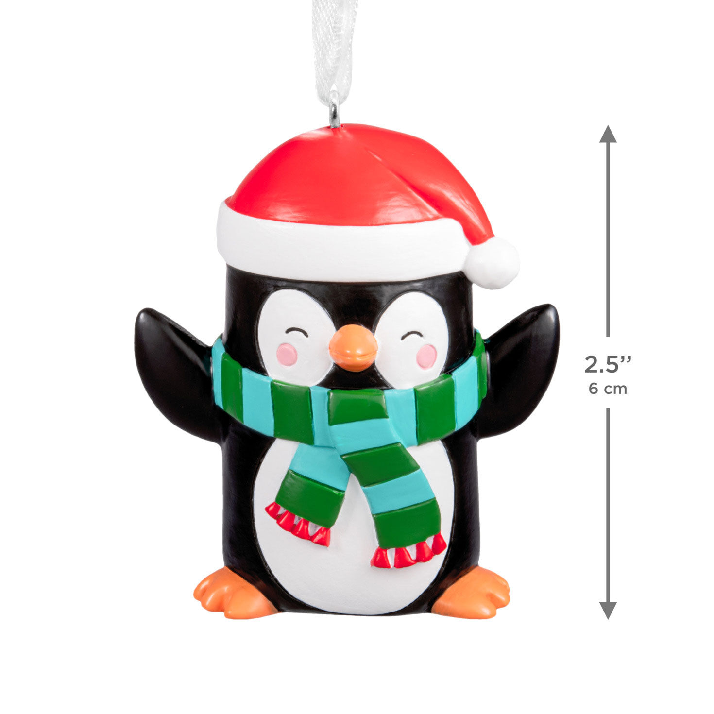 Penguin in Santa Hat Christmas Ornament measurement image number 3