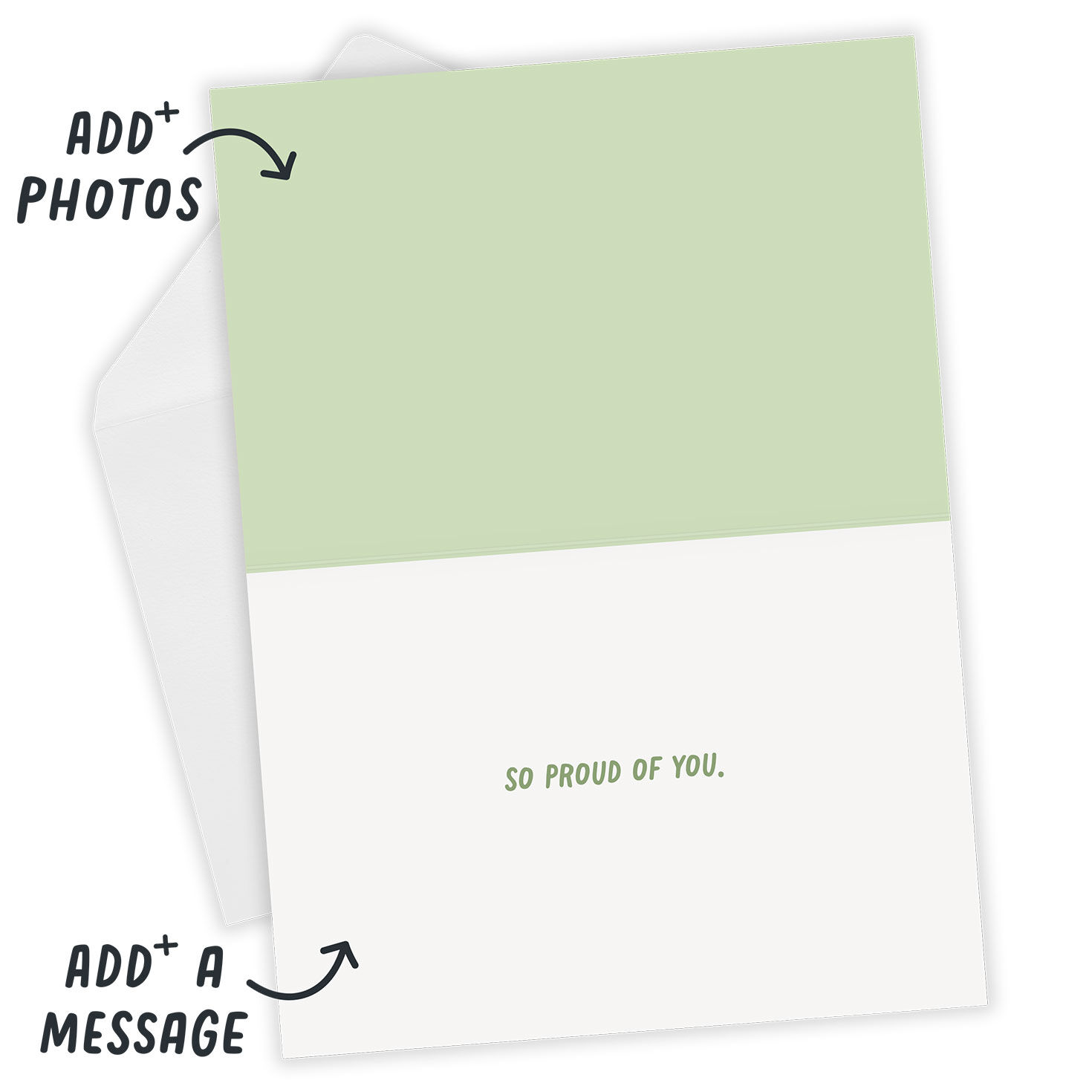 Encouragement Message and Photo Personalized Card Open Card with Envelope indicating personalization image number 4