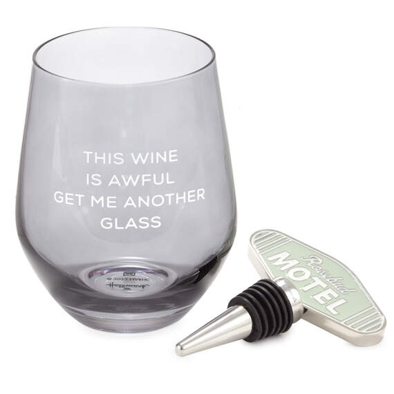 Schitt's Creek® Stemless Wine Glass and Bottle Stopper, Set of 2