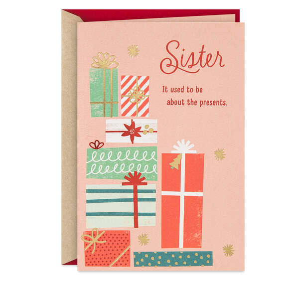 Family, Traditions and Presents Christmas Card for Sister