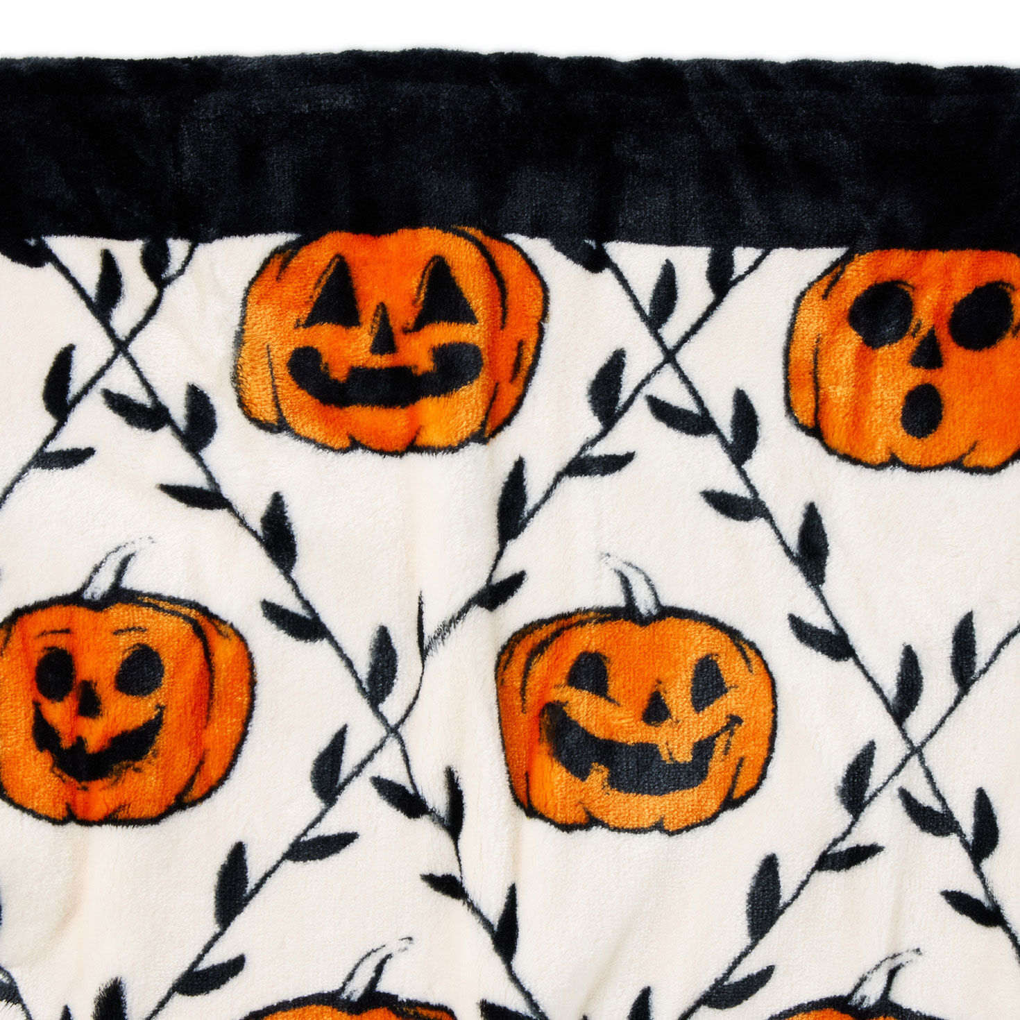 Pumpkins and Vines Diamond Pattern Plush Blanket upclose detail image number 4
