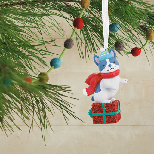 Dog on Present Hallmark Ornament, 