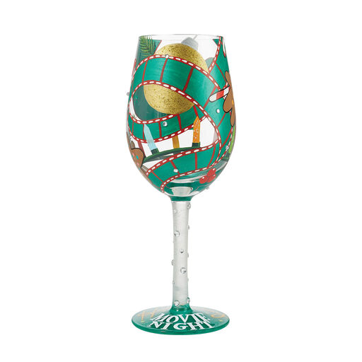 Lolita Holiday Movie Night Handpainted Wine Glass, 15 oz., 