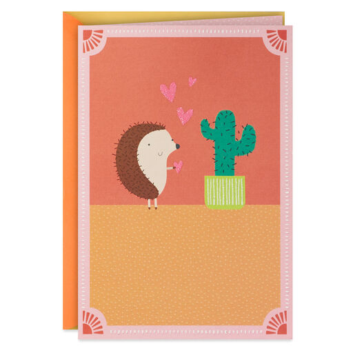 Hedgehog and Cactus Blank Love Card, 