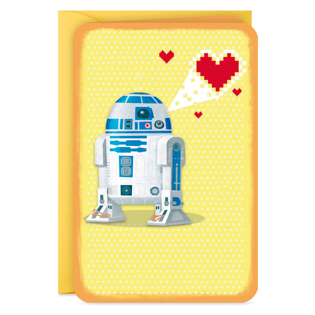 3 25 Mini Star Wars R2 D2 With Hearts Blank Card Greeting