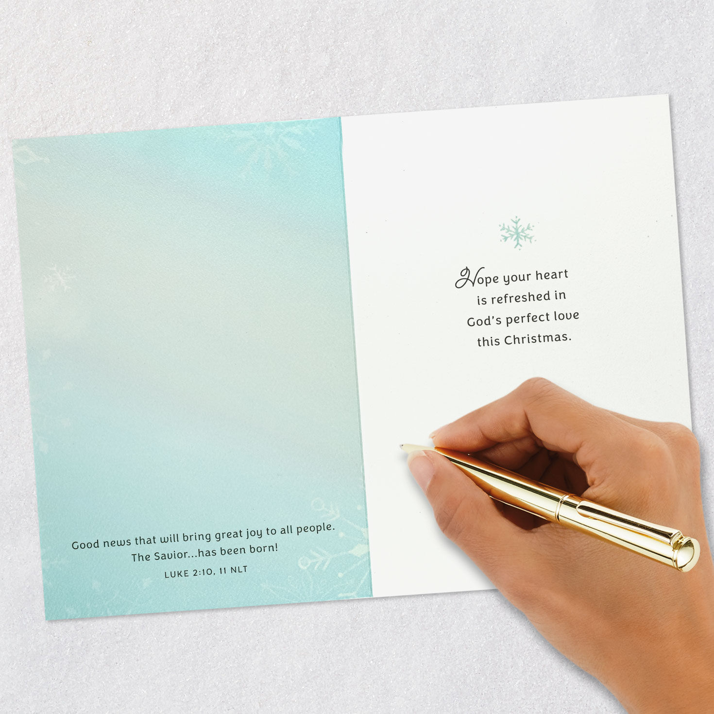 Gold Glitter Snowflake Religious Christmas Card Signing card image number 7
