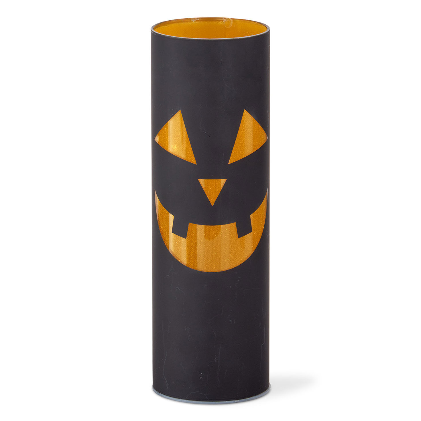 K&K Interiors Black and Gold Glass Jack-o'-Lantern Decoration With LED Light, 10"
