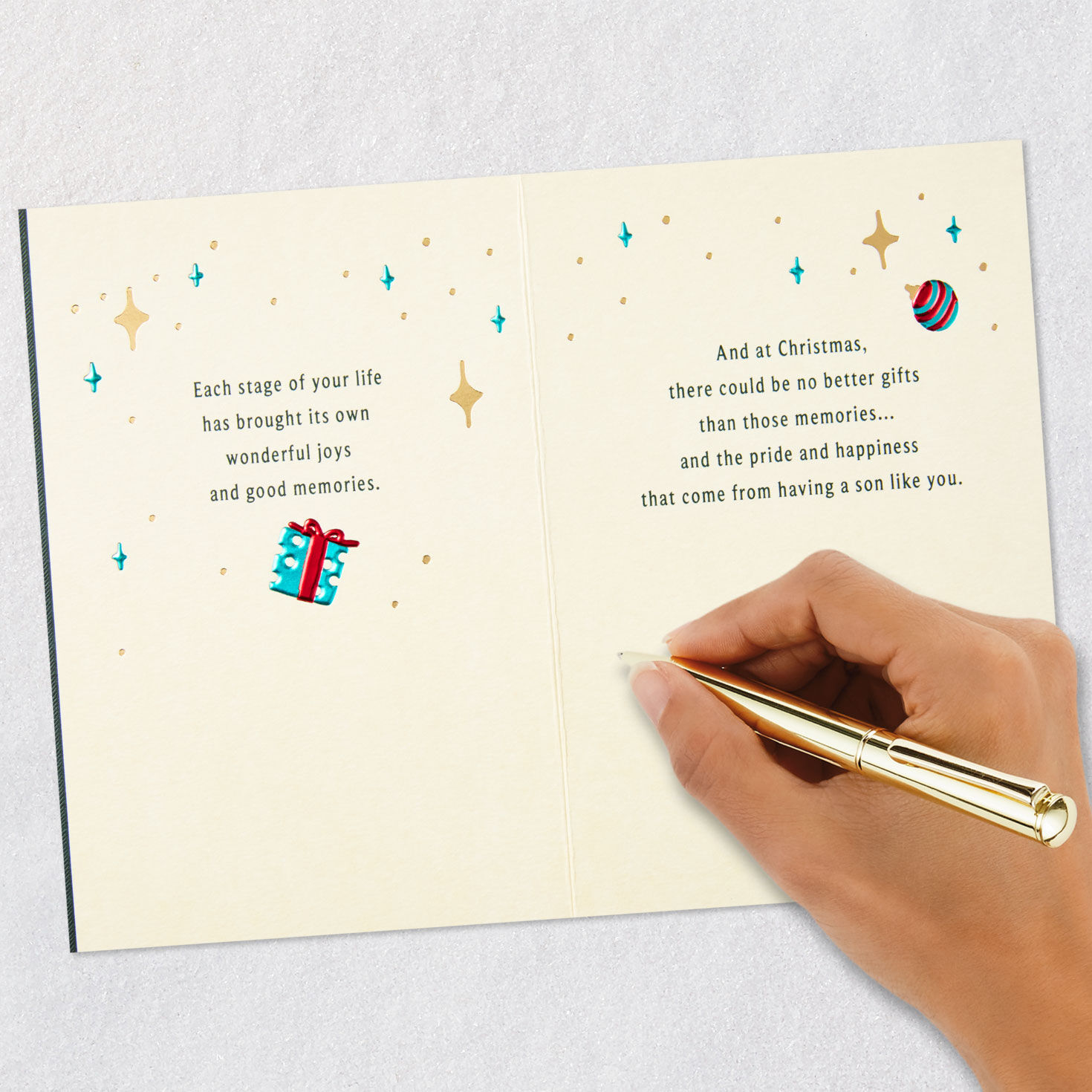 Gifts, Ornaments and Banner Son Christmas Card Signing card image number 8