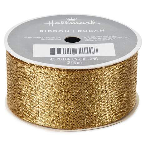 1 1/2" Gold Metallic Ribbon, , large