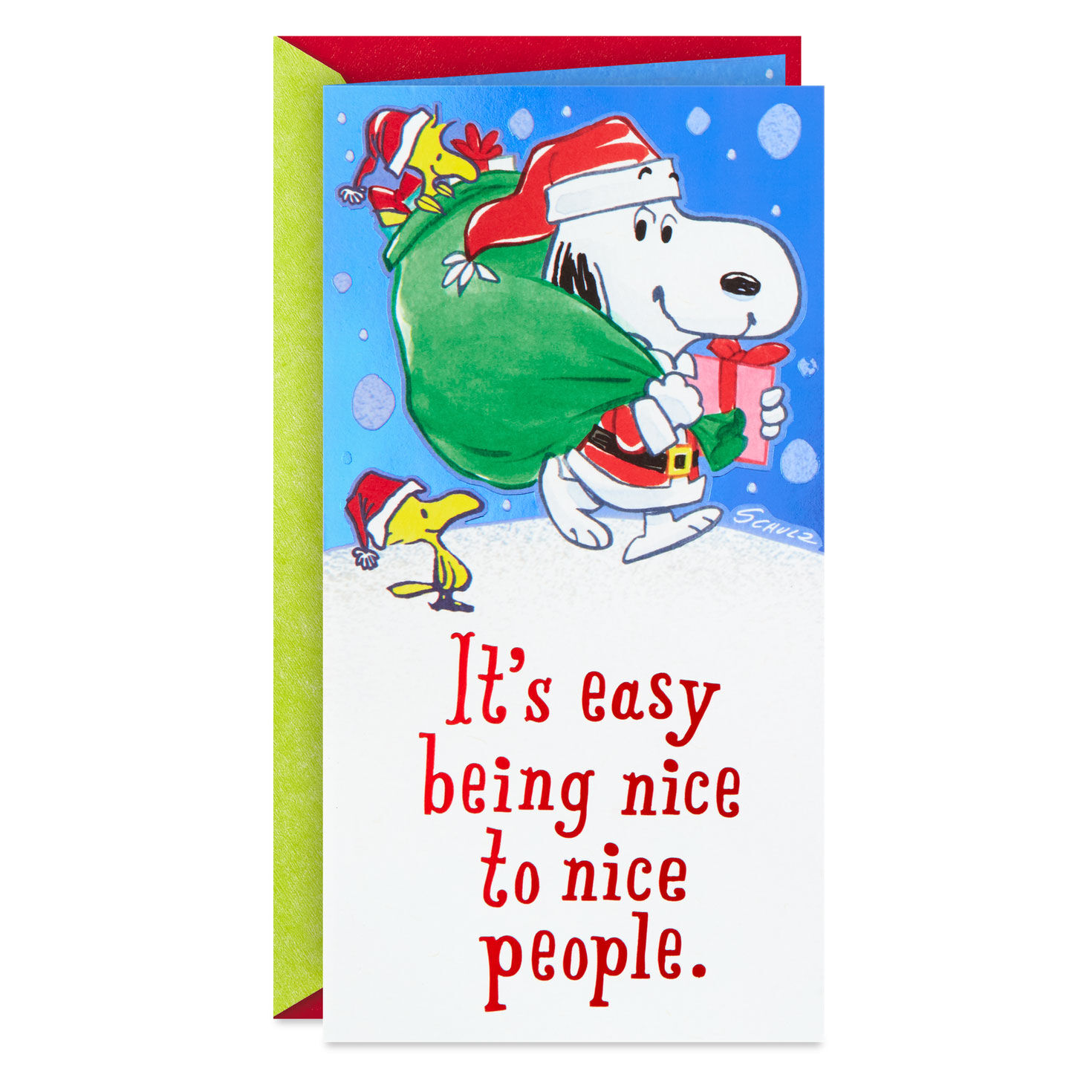 Snoopy Woodstock Details about   Hallmark Christmas Gift Card Holder W/ Tissue Peanuts 