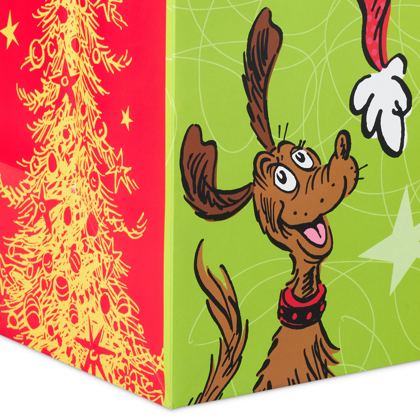 Grimacing Grinch Extra-Deep Christmas Gift Bag Base/Side Detail image number 5