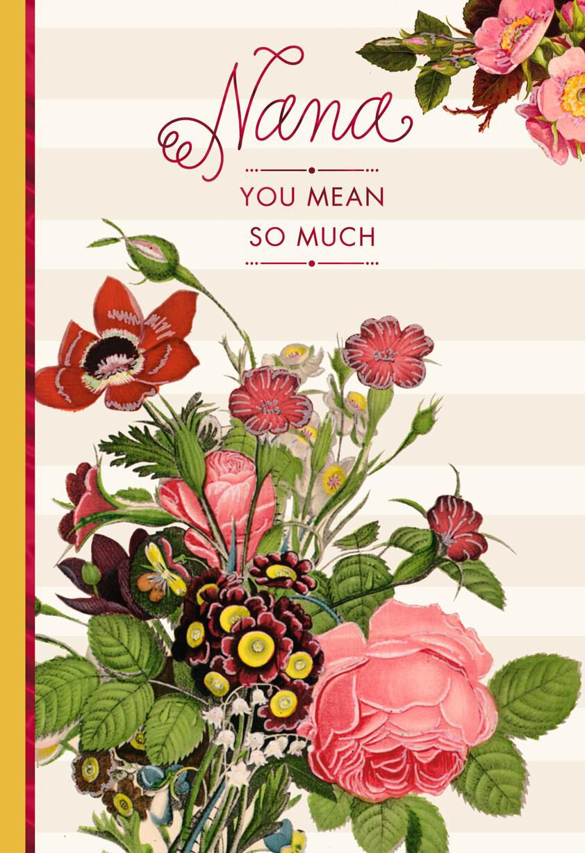 Pink Flower Bouquet Birthday Card for Nana From Us