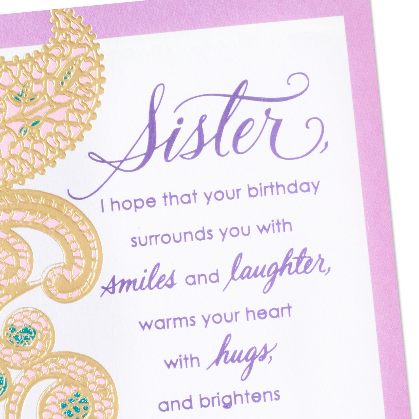 Pink, Blue and Gold Paisley Sister Birthday Card Card Front Detail image number 5