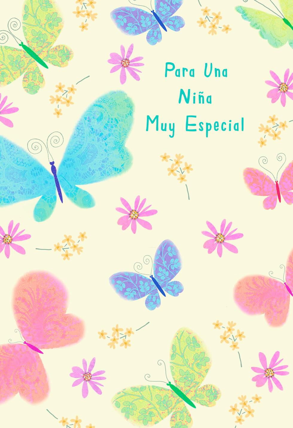 Butterflies Spanish-Language Birthday Card for Girl