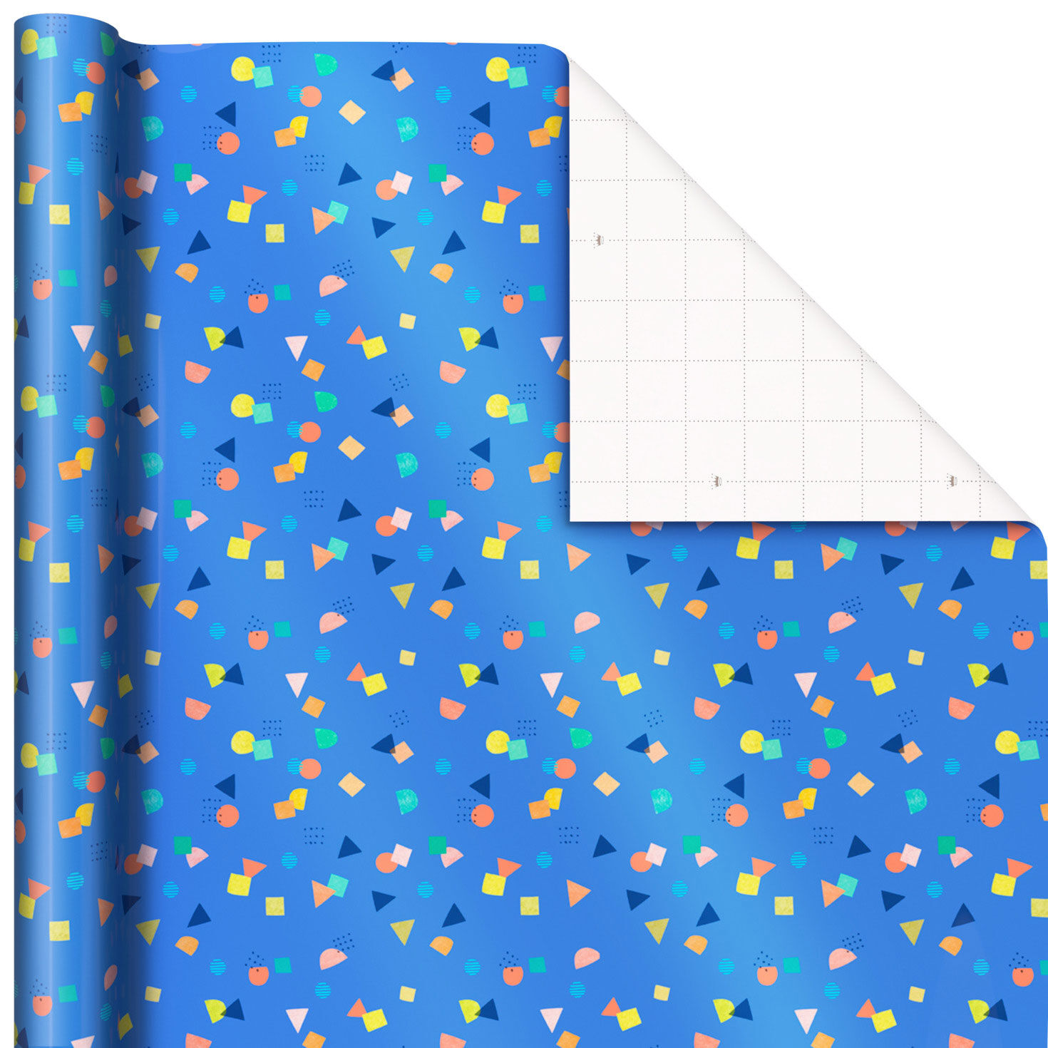 Colorful Confetti on Blue Wrapping Paper, 20 sq. ft.