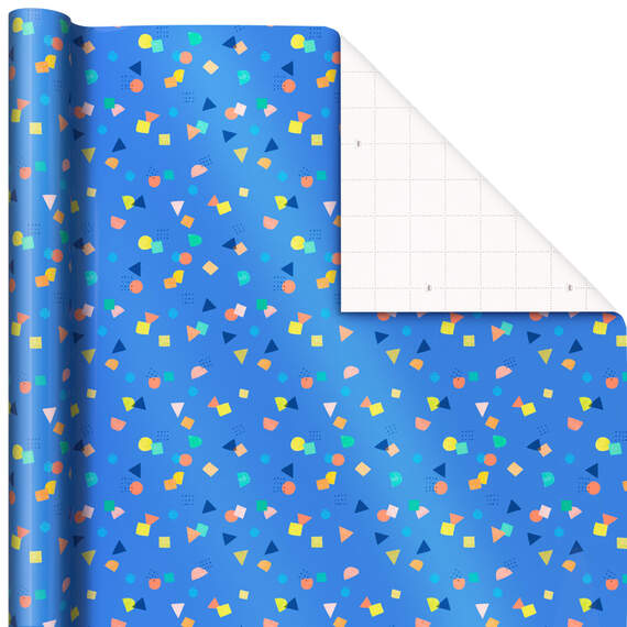 Colorful Confetti on Blue Wrapping Paper, 20 sq. ft.