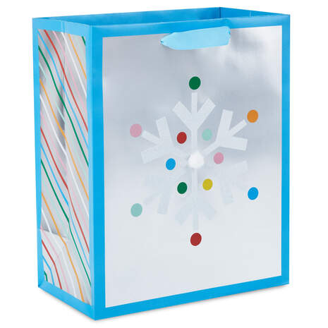 9.6" Snowflake With Colorful Dots Medium Holiday Gift Bag, , large
