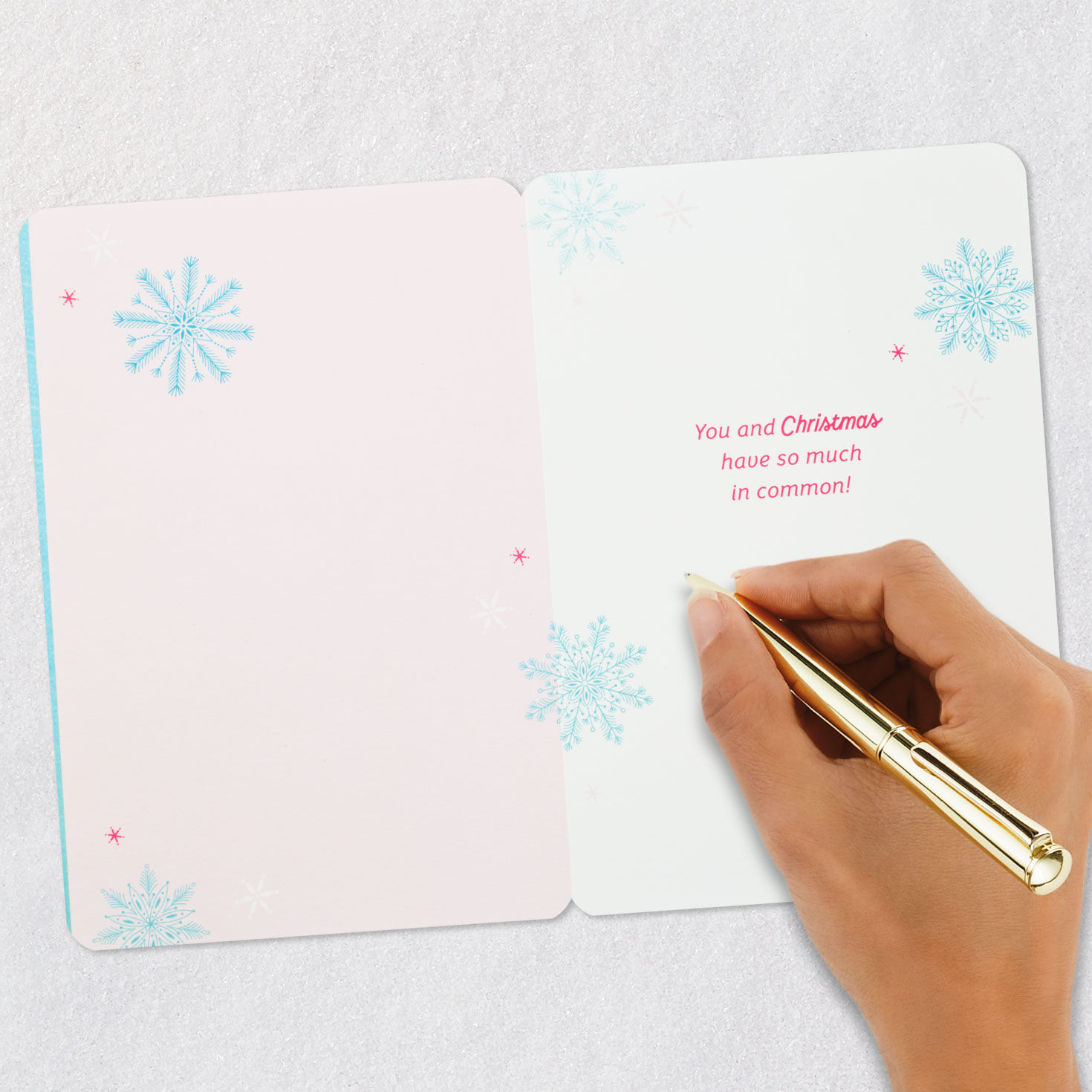 Jeweled Snowflake Blue Christmas Card for Granddaughter Signing card image number 6