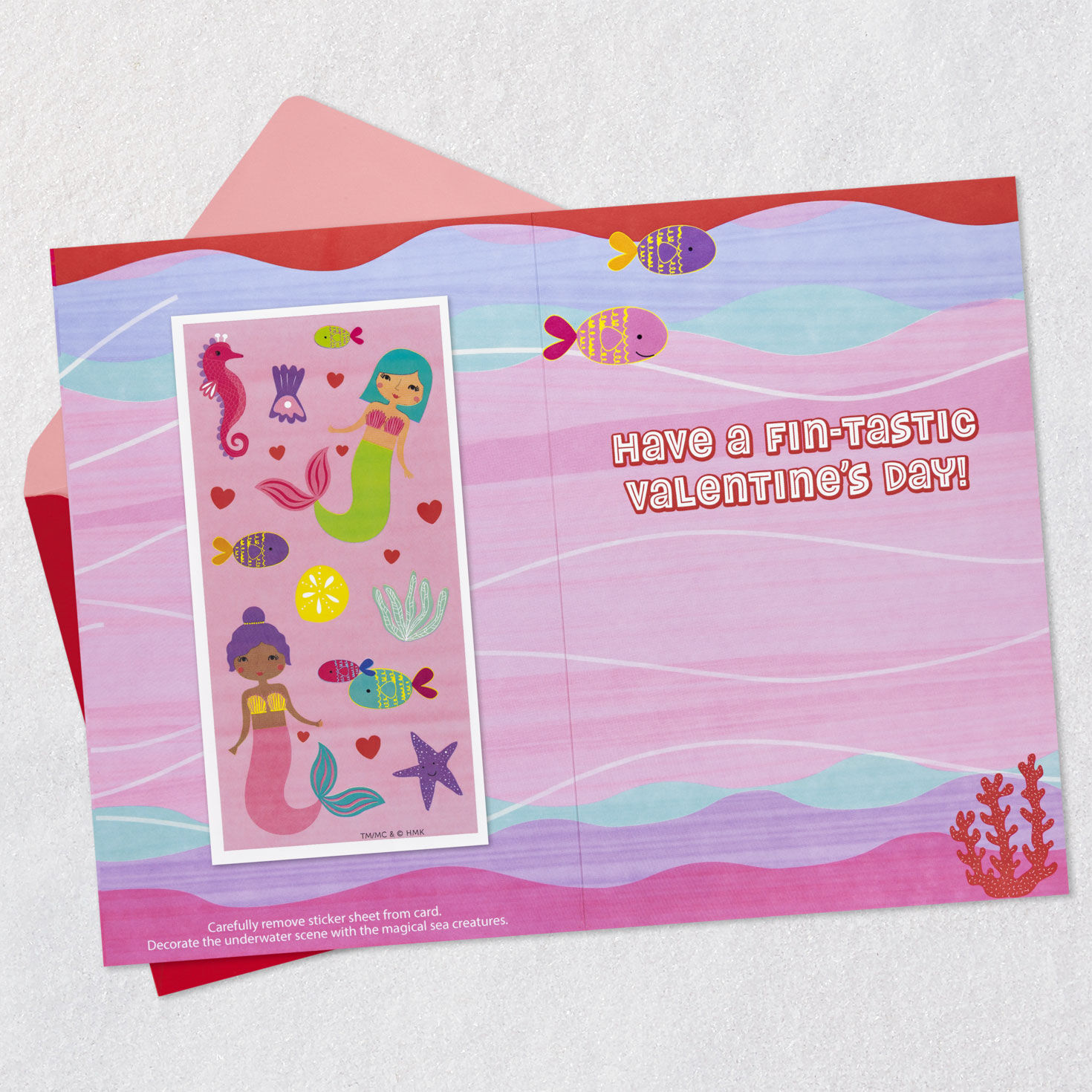 Mermaid Granddaughter Valentine's Day Card With Stickers Open card with envelope image number 3