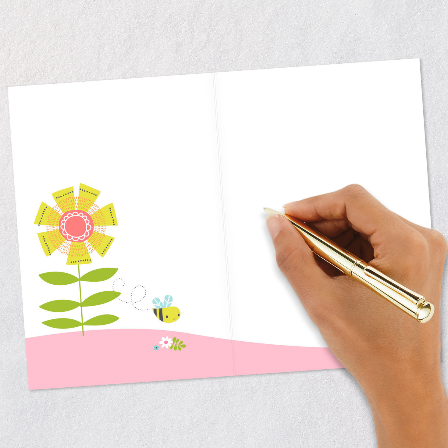 Flowers and Bee All-Occasion Blank Card Signing card image number 5