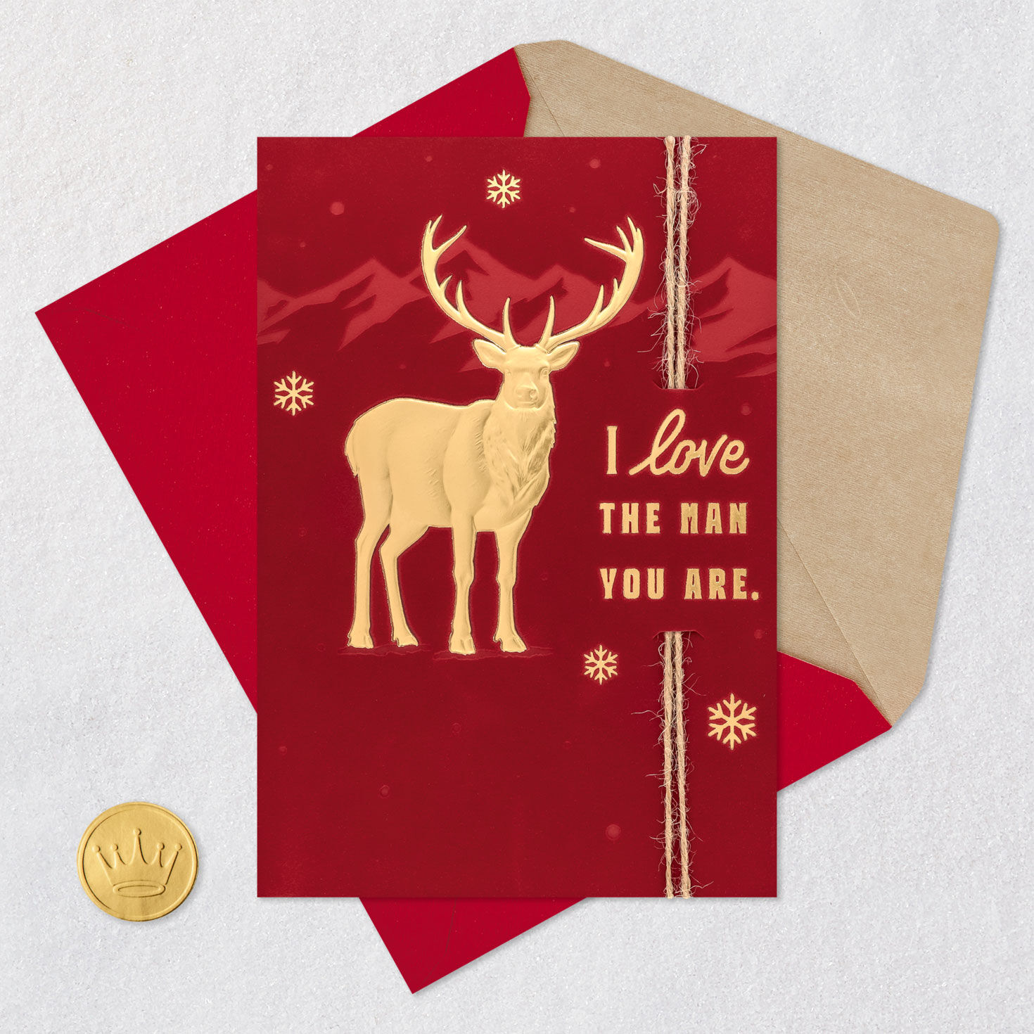 Golden Deer Christmas Card for Husband Card Front with Envelope and Gold Seal image number 6
