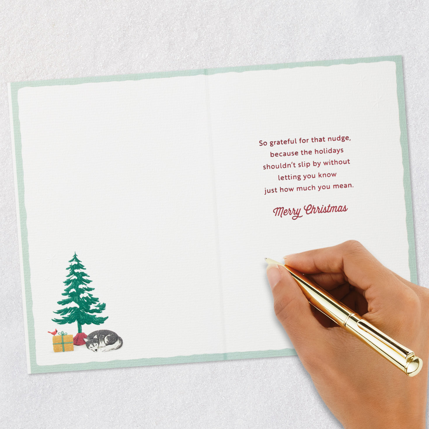 Snowy Sleigh and Husky Dog Christmas Card Signing card image number 6
