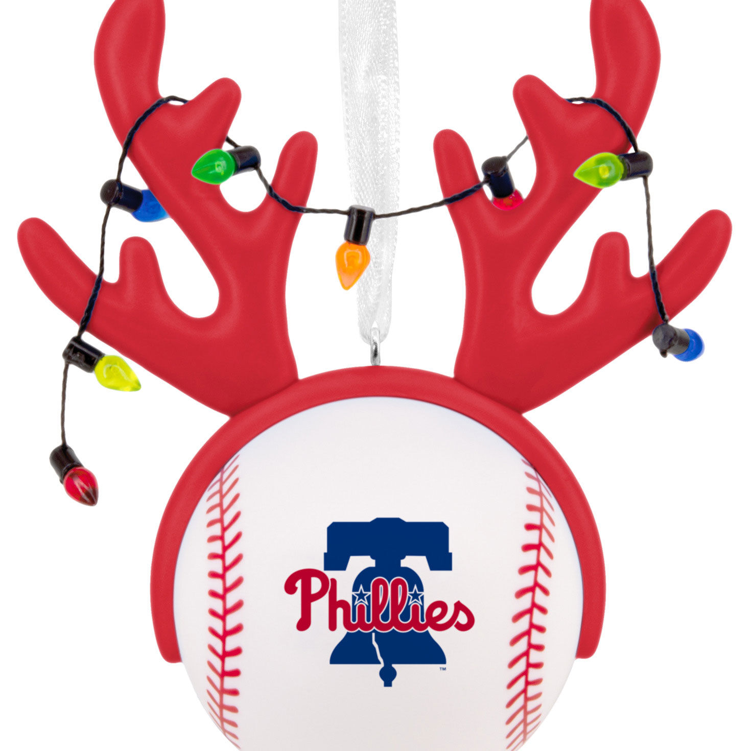 Phillies Reindeer Baseball Christmas Ornament closeup view image number 5