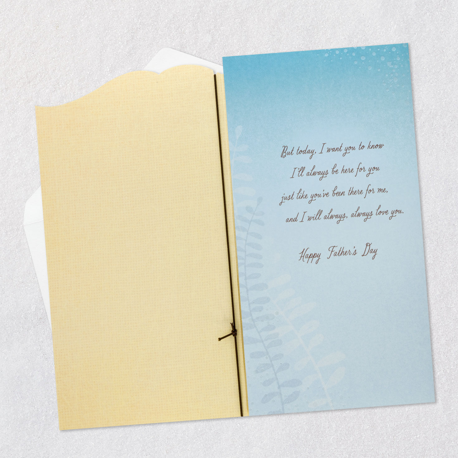 Blue Leaf Print Dad Father's Day Card From Daughter Open card with envelope image number 3