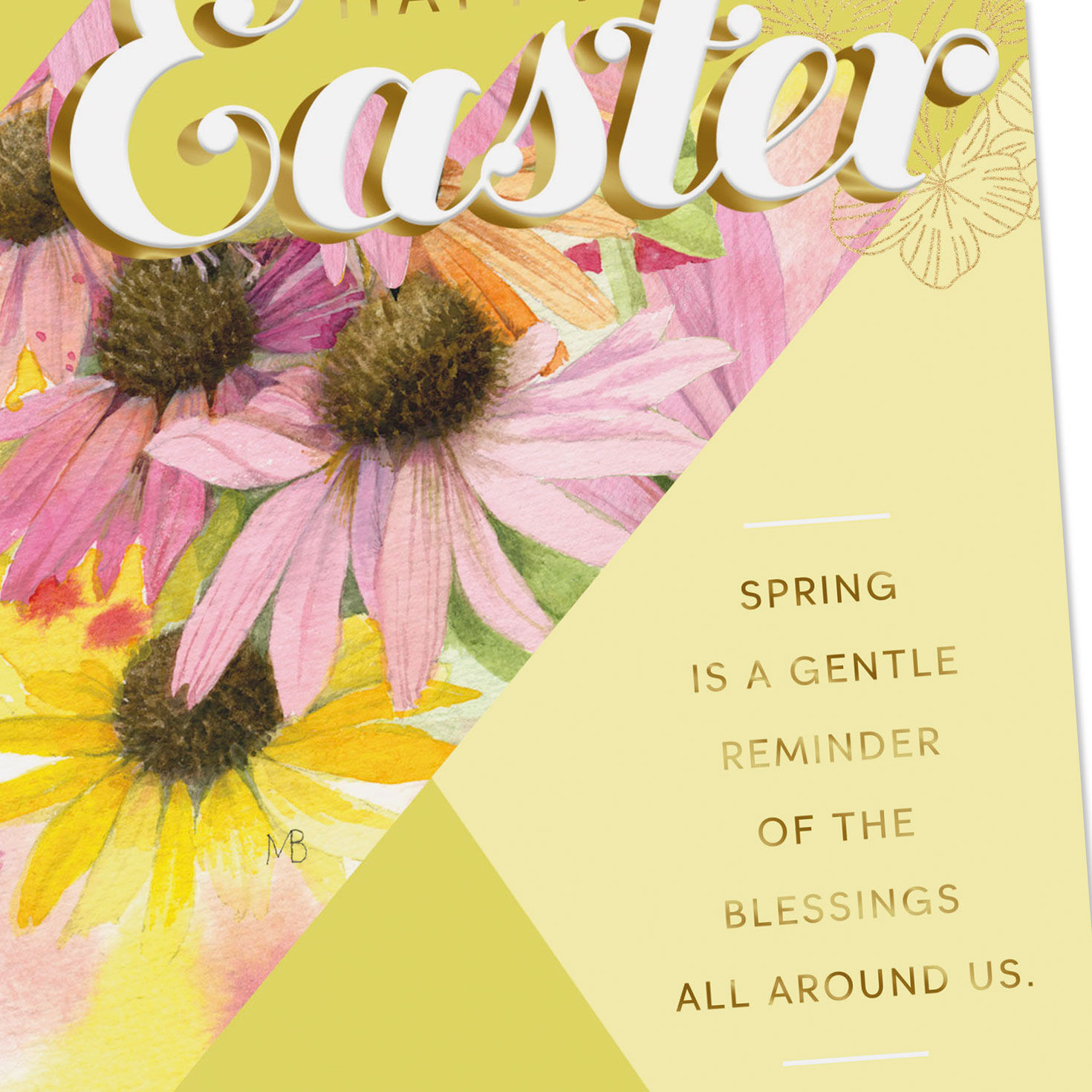 Pink and Yellow Flowers Easter Card  image number 4