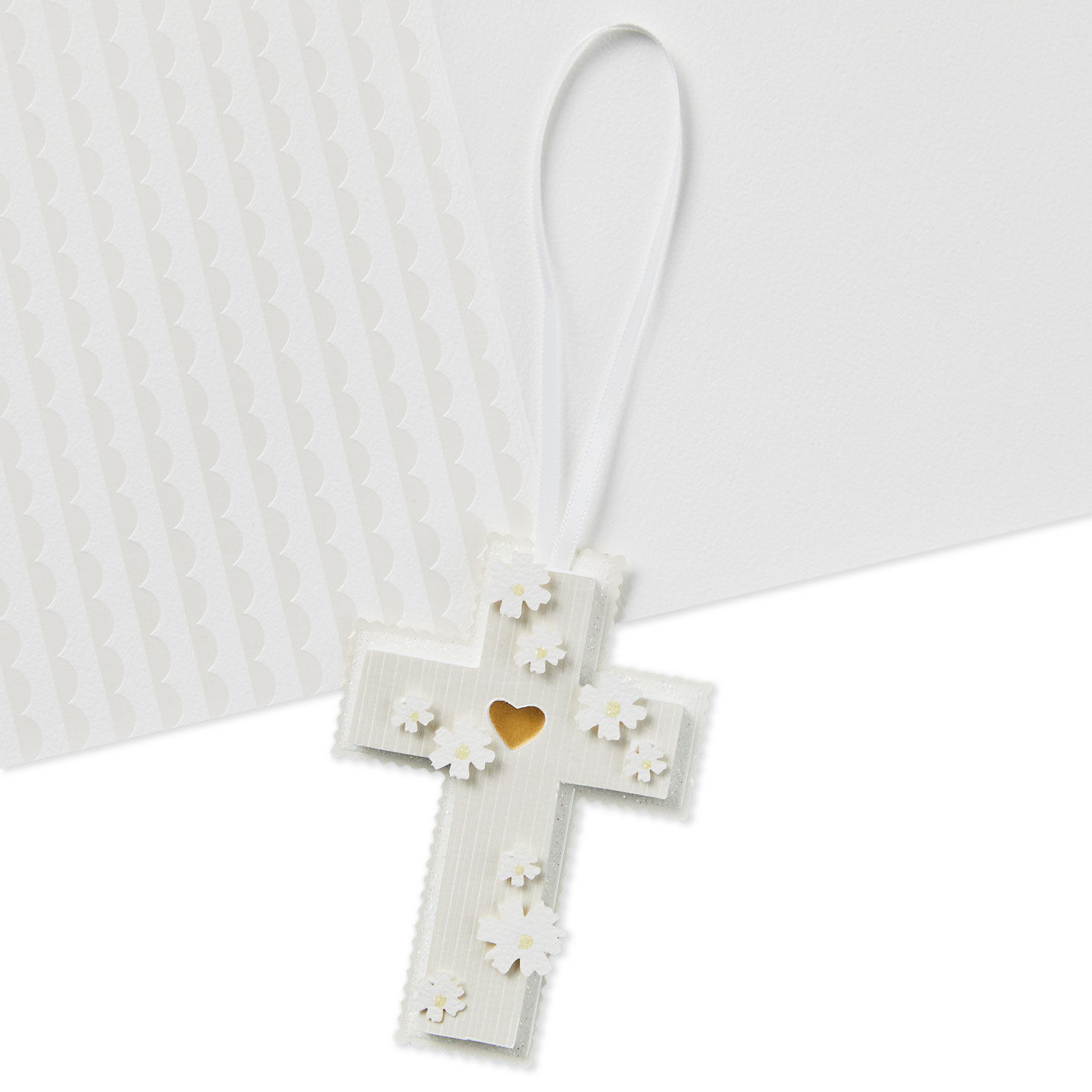 Removable Cross with Flowers on Yellow Baptism Card attachment image number 5