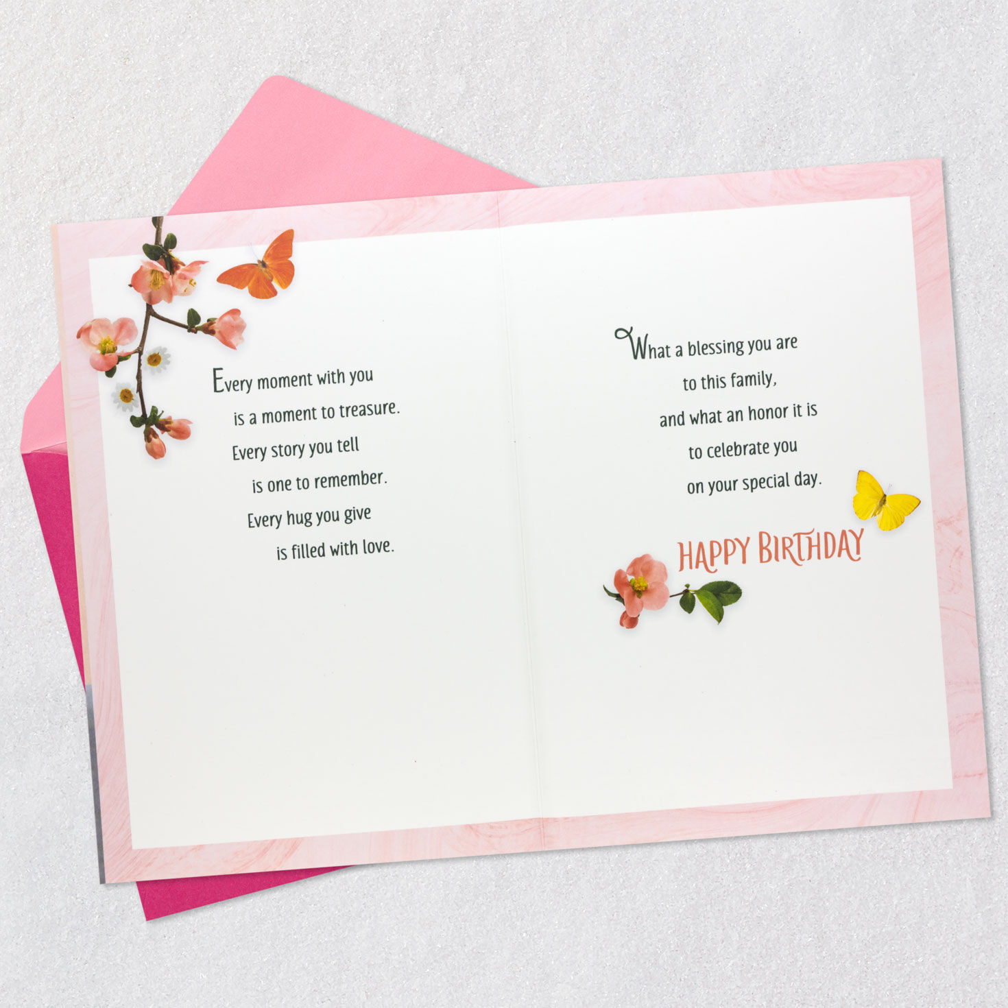 Butterflies on Cake Great-Grandma Birthday Card Open card with envelope image number 4