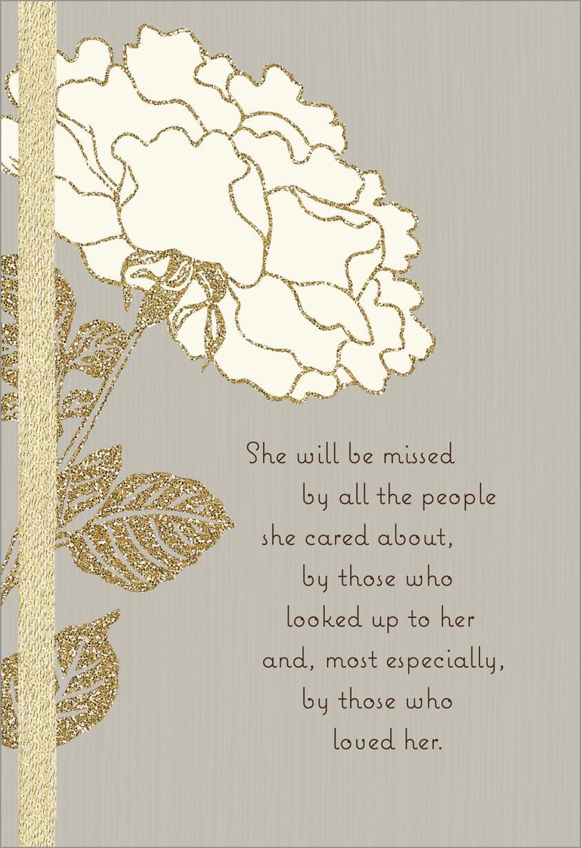 Gold Glitter Flower Sympathy Card - Greeting Cards - Hallmark