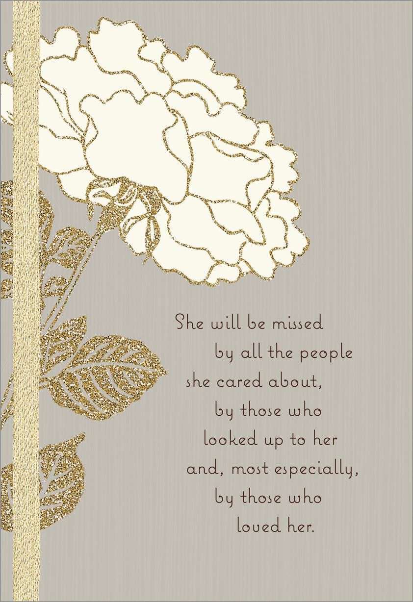 Gold Glitter Flower Sympathy Card