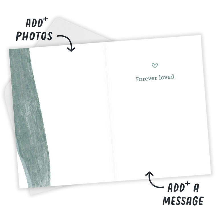 Personalized Green Brush Strokes Sympathy Photo Card  image number 4