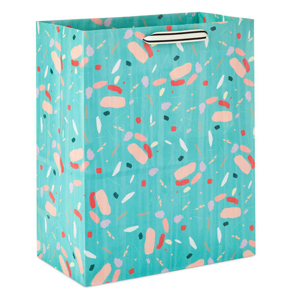 13" Colorful Terrazzo on Mint Large Gift Bag, , large image number 1