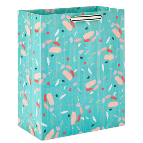 13" Colorful Terrazzo on Mint Large Gift Bag, , large