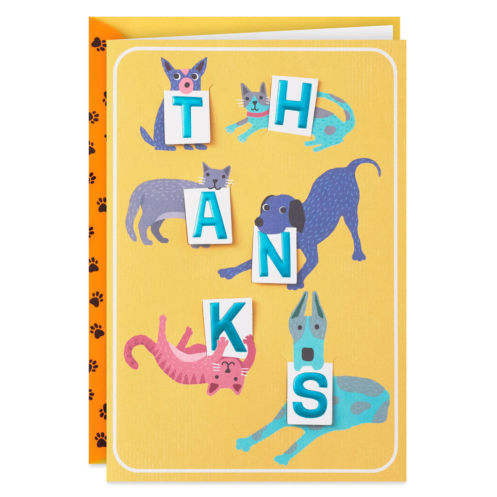 Illustrated Dogs And Cats Thank You Card Greeting Cards Hallmark